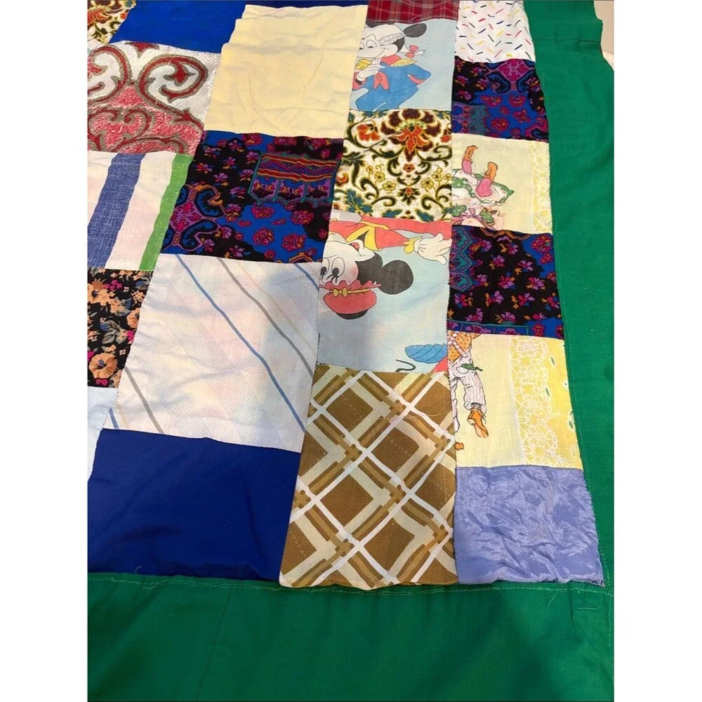 Hand Crafted Multicolor Patchwork Quilt - Floral,Mickey mouse & Plaid Squares